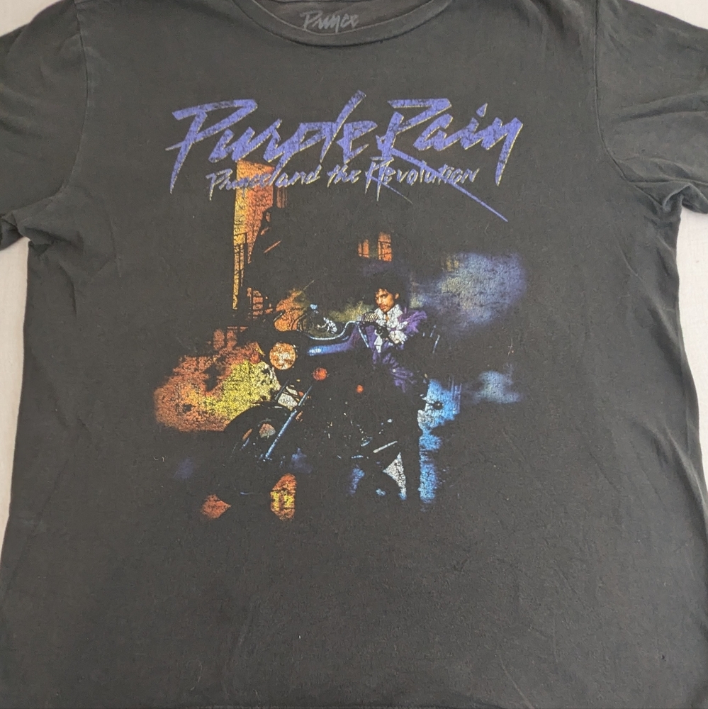 Prince Purple Rain Album Cover Black Tee Shirt Large